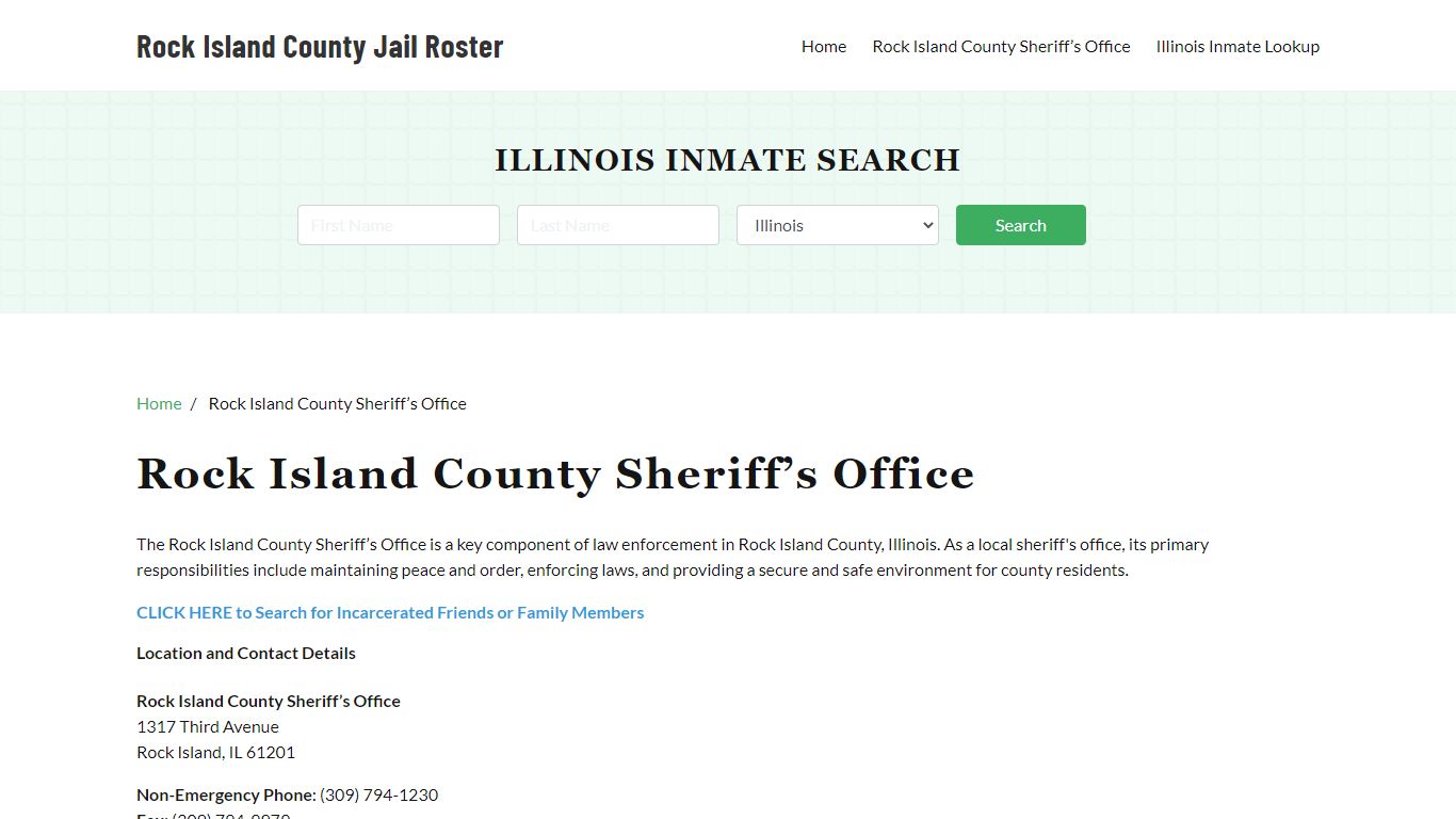 Rock Island County Sheriff Office, IL, Arrest Warrants Search